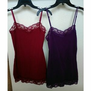 Two Zenana Outfitters lace camisols